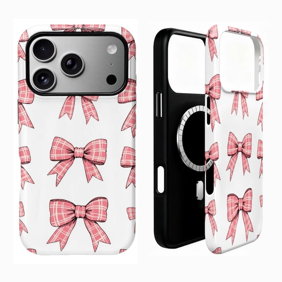 SKLYDDI Aesthetic Pink Bows Case for iPhone 17 Pro Max, Compatible with MagSafe