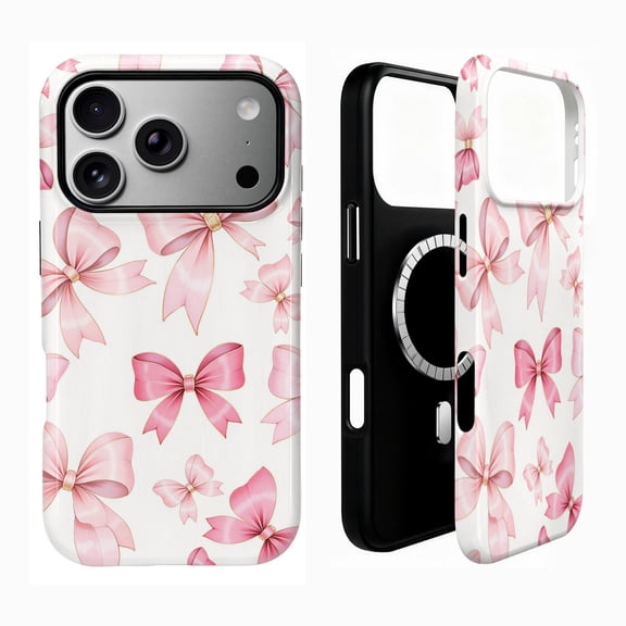 SKLYDDI Cute Pink Bows Case for iPhone 13 Pro Max, Compatible with MagSafe - 222