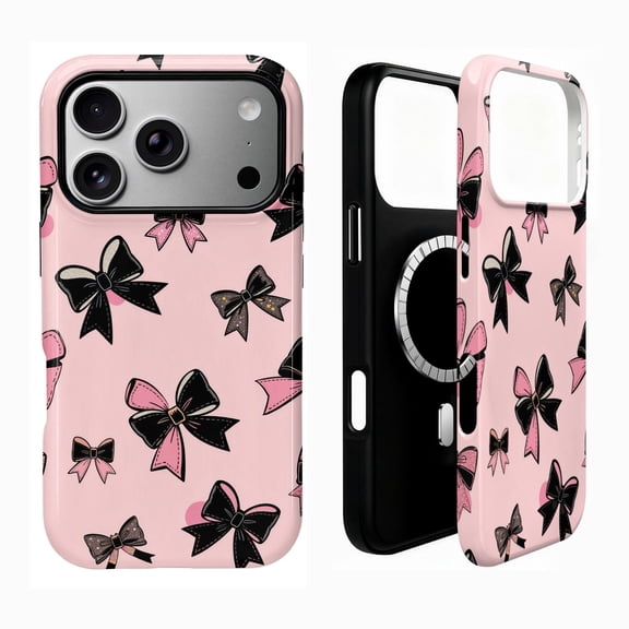 SKLYDDI Cute Pink Bows Case for iPhone 17 Pro Max, Compatible with MagSafe - 211