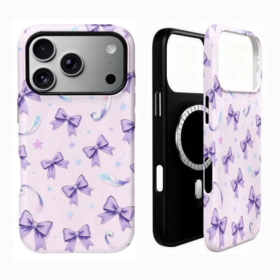 SKLYDDI Cute Purple Flower Case for iPhone 17 Pro Max, Compatible with MagSafe - 301