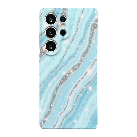 SKLYDDI Light Blue and Silver Marble for Galaxy A35 5G Case - Abstract Flowing Lines, TPU, Flexible, Aesthetic, Cute