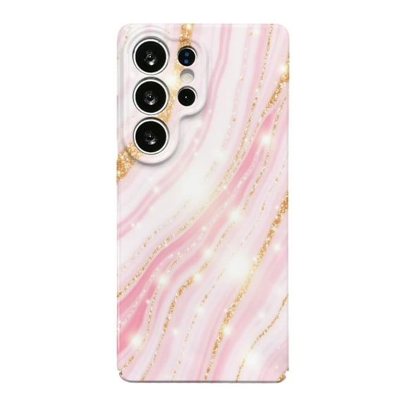 SKLYDDI Multicolor Abstract Pink and Gold Glitter for Galaxy S25 Ultra Case - Elegant Sparkle Design, TPU, Flexible, Everyday Protection, Aesthetic Cute
