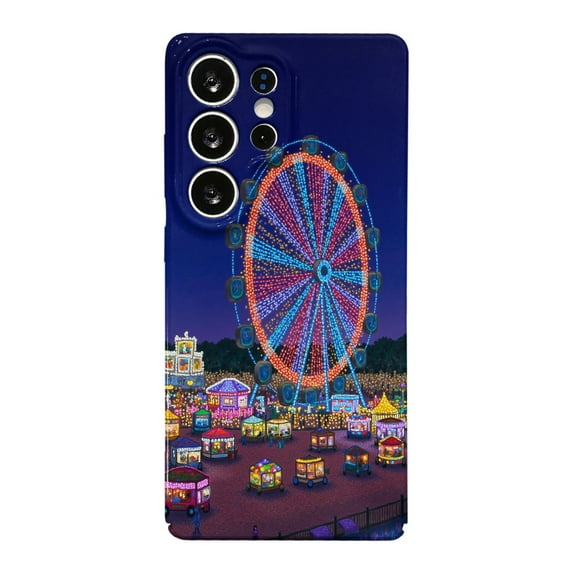 SKLYDDI Multicolor Festive Carnival for Galaxy A04e Case - Pointillist Ferris Wheel & Game Booths Design, TPU Flexible Cover, Aesthetic Cute