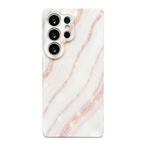 SKLYDDI Multicolor Marbled for Galaxy S25 Ultra Case - Rose Gold Glitter Accents, TPU Flexible, Aesthetic Cute