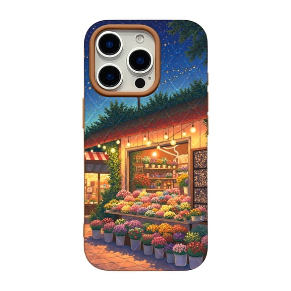 SKLYDDI Multicolor Painterly Flower Shop for iPhone XS Max Case - Calm Night Sky, Blooming Pots, TPU, Flexible, Aesthetic Cute