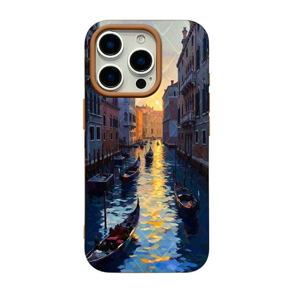 SKLYDDI Multicolor Painterly Venice for iPhone 11 Pro Max Case - Gondolas Golden Canal Textured TPU, Aesthetic Cute