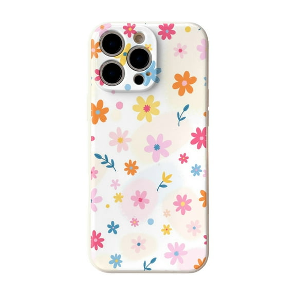 SKLYDDI Multicolor Playful Floral & Leaf for iPhone 16 Pro Max Case - Hand-drawn Pattern, TPU Flexible Cover, Comfortable Grip, Aesthetic Cute