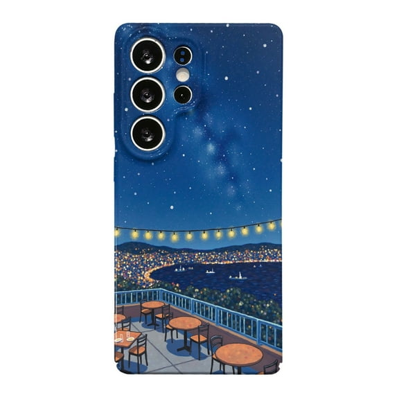 SKLYDDI Multicolor Romantic Rooftop Nightscape for Galaxy A51 Case - Starry Sky & City Lights, TPU, Flexible, Aesthetic Cute