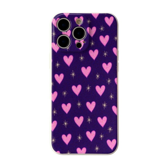SKLYDDI Multicolor Romantic Sparkle for iPhone X Case - Glitter Hearts & Stars Design, TPU, Aesthetic Cute