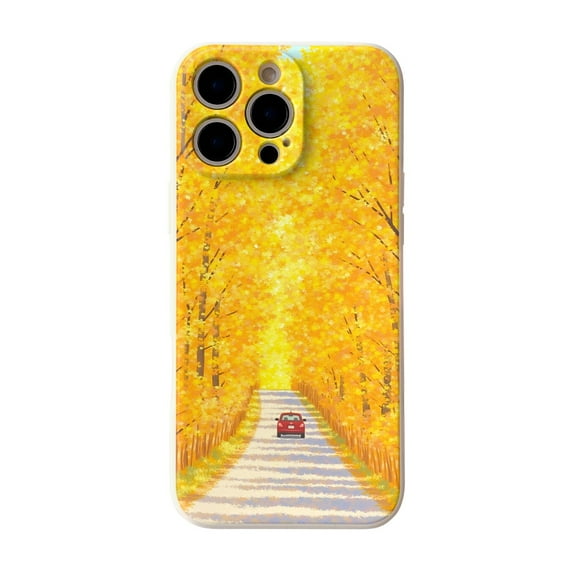 SKLYDDI Multicolor Serene Fall Foliage for iPhone 16 Case - Car & Tree Lined Road Autumn Style, TPU, Flexible, Aesthetic