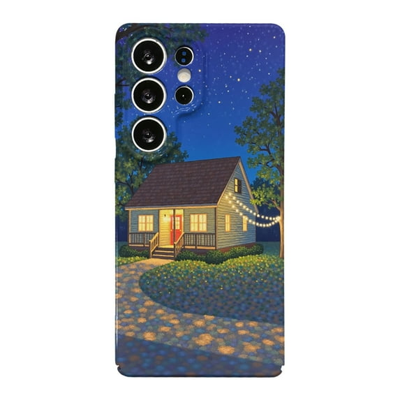 SKLYDDI Multicolor Serene House & Stars for Galaxy A03s Case - Folk Art Design, TPU, Textured Finish, Aesthetic Cute