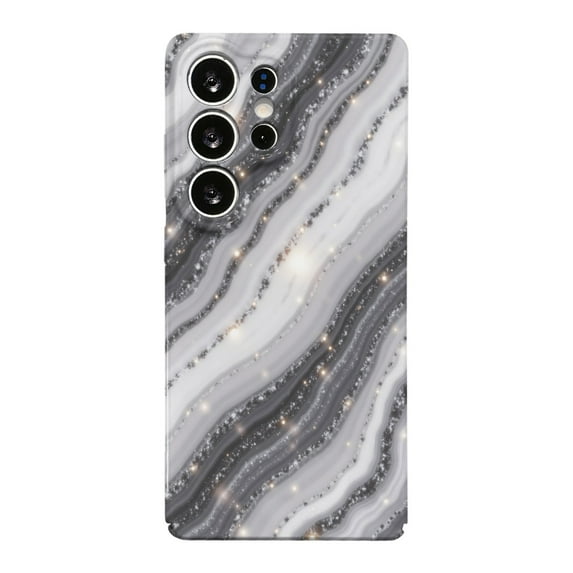 SKLYDDI Multicolor Swirling Marble Phone for Samsung Galaxy A24 4G Case - Grey & White Glitter, TPU, Flexible, Elegant Aesthetic