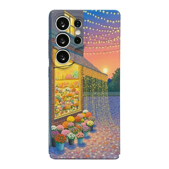 SKLYDDI Multicolor Tranquil Flower Shop for Galaxy A51 Case - Illuminated Nighttime Design, TPU, Flexible, Aesthetic Cute
