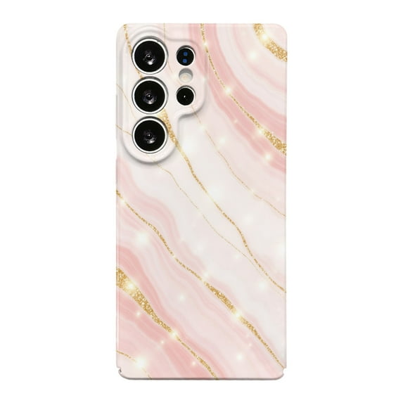 SKLYDDI Pink Marble & Gold Sparkles for Galaxy A30 Case - Abstract Design, TPU, Flexible, Aesthetic Cute