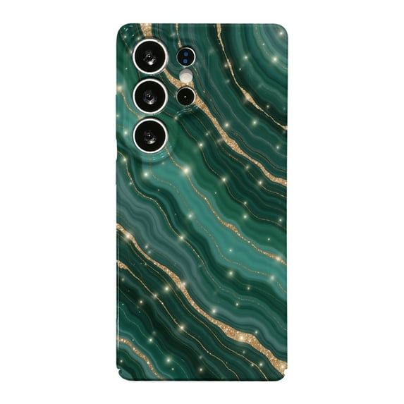 SKLYDDI Teal Agate-Inspired for Galaxy A23 Case - Teal Waves Gold Glitter, TPU Flexible Cover, Aesthetic Cute