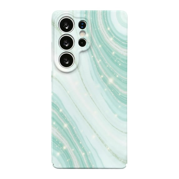 SKLYDDI Teal, White, & Gold Marble for Galaxy S22 Ultra 5G Case - TPU, Sparkling Highlights, Elegant Aesthetic, Cute
