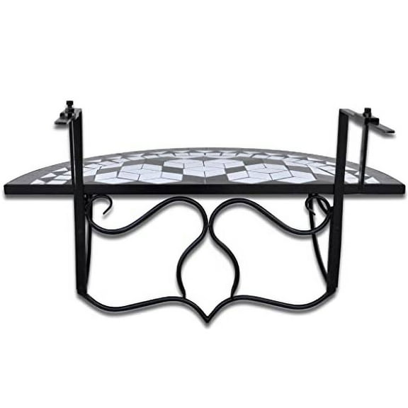 SKM Balcony Table Hanging Folding Hanging Table Balcony Bar Table for Railings Outdoor Hanging Table Mosaic 30" x 22" x 25.2"