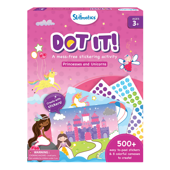 Skillmatics Dot It Sticker Art - Unicorns & Princesses, Mess-Free Fun for Kids, 500+ Stickers, Craft Kits, DIY Scrapbooking Activity, Travel Toys, Gifts for Girls & Boys Ages 3, 4, 5, 6, 7