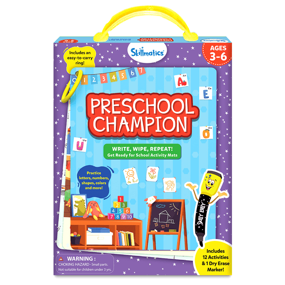 Skillmatics Preschool Champion, Educational Learning Games for Kids with Reusable Activity Mats & Dry-Erase Markers, Ages 3-6