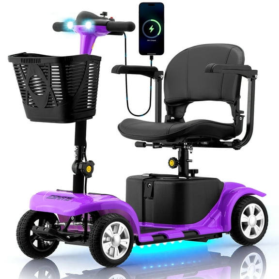 QEASET 4 Wheel Mobility Scooter,Mobility Scooter for Adults, Senior, Electric Powered Chargeable Device for Travel