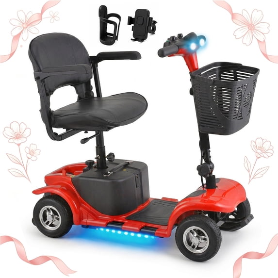 QEASET 4 Wheel Mobility Scooter,Mobility Scooter for Adults, Senior, Electric Powered Chargeable Device for Travel,Mother's Day gift