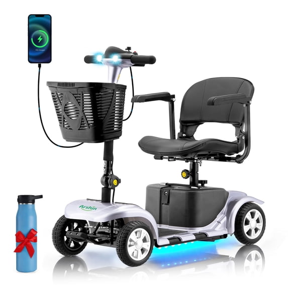QEASET 4 Wheel Mobility Scooter,Mobility Scooter for Adults, Senior, Electric Powered Chargeable Device for Travel
