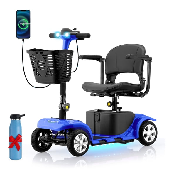 QEASET 4 Wheel Mobility Scooter,Mobility Scooter for Adults, Senior, Electric Powered Chargeable Device for Travel