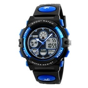 SKMEI 1163 Kids Quartz Wristwatch  Sports Digital Watch with PU Strap Band Luminous Waterproof Blue