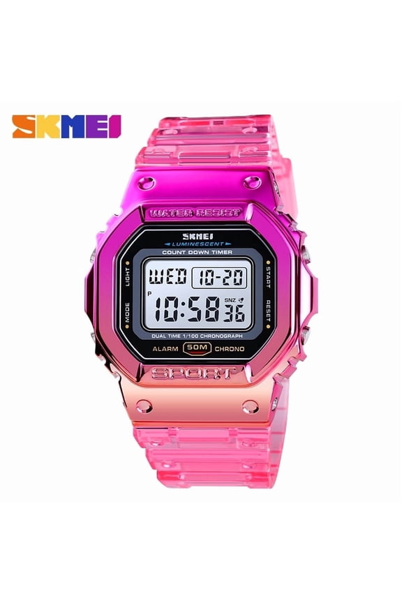 SKMEI 1622 Digital Watch for Men Women, Gradient Color Silicone Strap Waterproof Sports Wristwatches