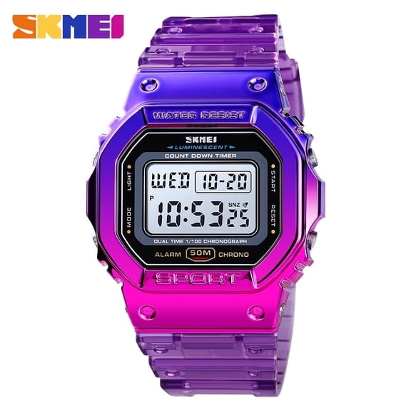 SKMEI 1622 Digital Watch for Men Women, Gradient Color Silicone Strap Waterproof Sports Wristwatches