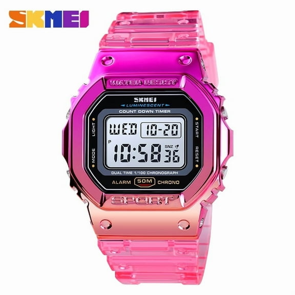 SKMEI 1622 Digital Watch for Men Women, Gradient Color Silicone Strap Waterproof Sports Wristwatches