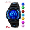 thumbnail image 1 of SKMEI 2Pcs Set Digital Watch, Sport Waterproof LED Watch with Alarm Stopwatch for Ages 5-7-10-12, PU Strap, 1 of 1