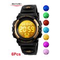thumbnail image 1 of SKMEI 6Pcs Set Digital Watch, Sport Waterproof LED Watch with Alarm Stopwatch for Ages 5-7-10-12, PU Strap, 1 of 1