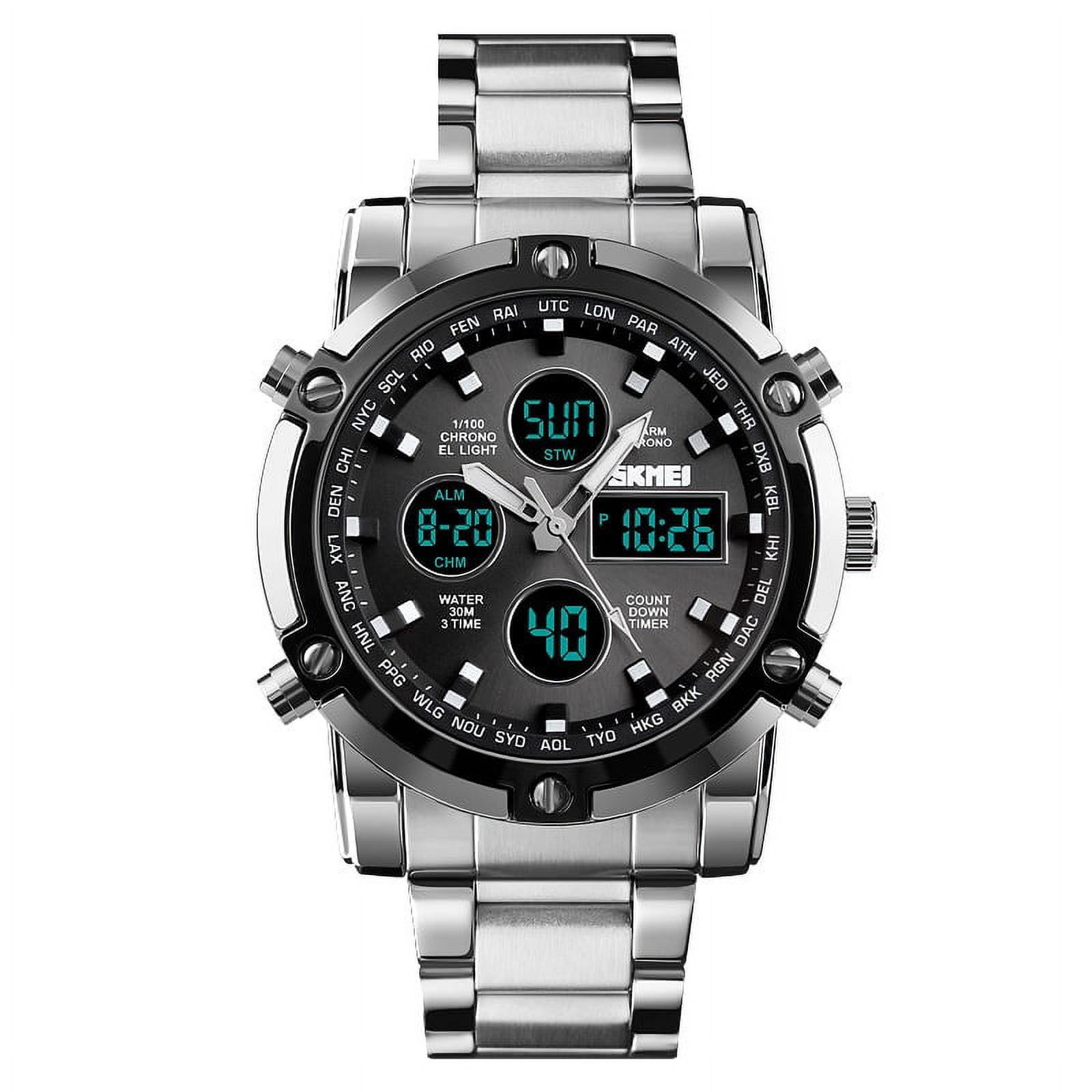 SKMEI Digital Quartz Watch Men Three Time Quartz Wrist Mens Watch