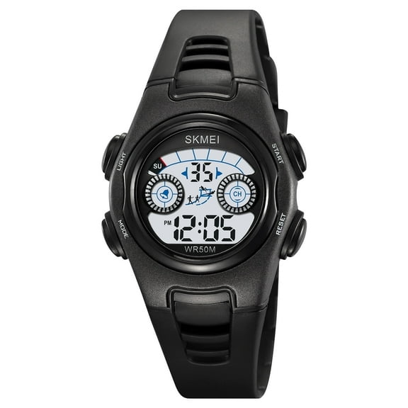 Explojoy Digital Sports Watch – Waterproof Outdoor Wristwatch with LED, Stopwatch & Alarm (Black)
