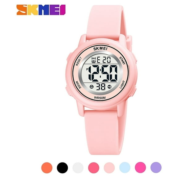 SKMEI Kids Digital Watch, 50M Waterproof Sport Watch for Kids Girls Boys, Multifunction Luminous Watches Birthday Christmas Gifts for Children 5-7-10-12-Year-Old, Pink