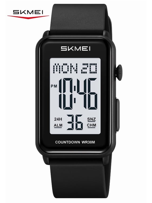 Digital Watch Women’s Men's Sports Watch Rectangular Waterproof Unisex Wrist Watch with EL Backlight/Alarm/Stopwatch