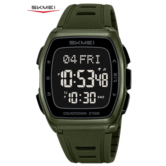 SKMEI Digital Watch for Men, Rectangle Sport Watch with World Time and Display, Stopwatch Alarm Date Countdown