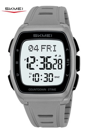 Digital Watch for Men, Rectangle Sport Watch with World Time and Display, Stopwatch Alarm Date Countdown