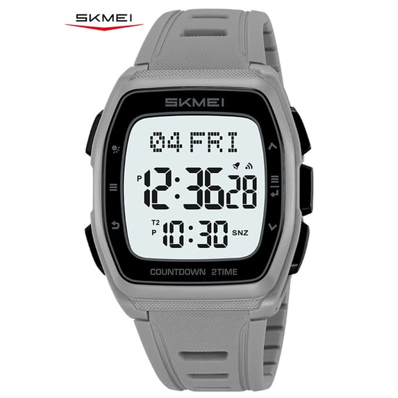 SKMEI Digital Watch for Men, Rectangle Sport Watch with World Time and Display, Stopwatch Alarm Date Countdown