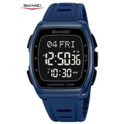 SKMEI Digital Watch for Men, Rectangle Sport Watch with World Time and Display, Stopwatch Alarm Date Countdown