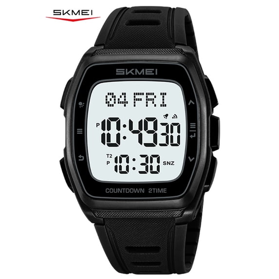 SKMEI Digital Watch for Men, Rectangle Sport Watch with World Time and Display, Stopwatch Alarm Date Countdown