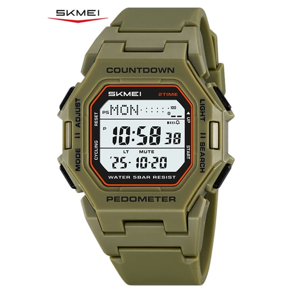 SKMEI Digital Watch for Men and Women Big Screen Sport Wristwatch with Pedometer, Stopwatch, Alarm, Countdown Timer and LED Backlight