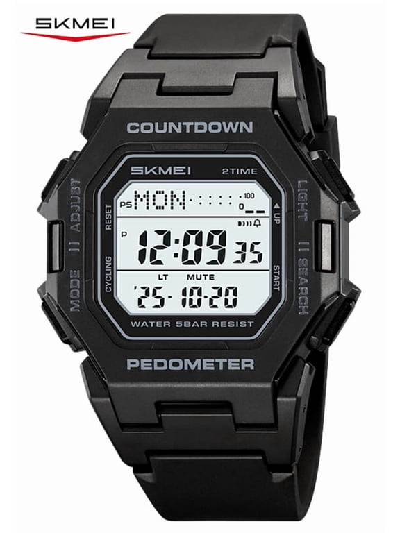 Digital Watch for Men and Women Big Screen Sport Wristwatch with Pedometer, Stopwatch, Alarm, Countdown Timer and LED Backlight