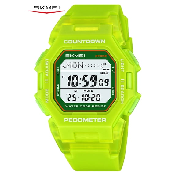 SKMEI Digital Watch for Men and Women Big Screen Sport Wristwatch with Pedometer, Stopwatch, Alarm, Countdown Timer and LED Backlight