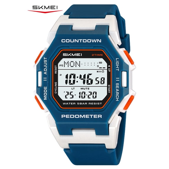 SKMEI Digital Watch for Men and Women Big Screen Sport Wristwatch with Pedometer, Stopwatch, Alarm, Countdown Timer and LED Backlight