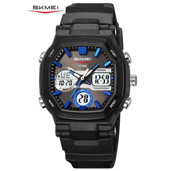 SKMEI Digital Watch for Men and Women Dual Display Sport Wristwatch with LED Backlight, Stopwatch, Alarm and 3 Time Display Modes