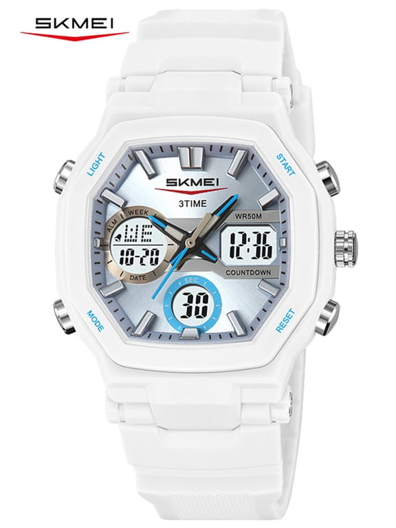 Digital Watch for Men and Women Dual Display Sport Wristwatch with LED Backlight, Stopwatch, Alarm and 3 Time Display Modes