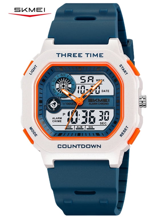 Digital Watch for Men and Women Lightweight TPU Band Outdoor Sport with EL Backlight Stopwatch Alarm 3 Time Display Modes