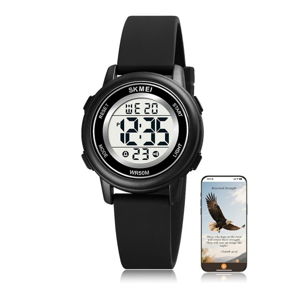 SKMEI Digital Watches Multifunction Waterproof Watch Alarm Luminous,Sports Wristwatch with Bible Verse